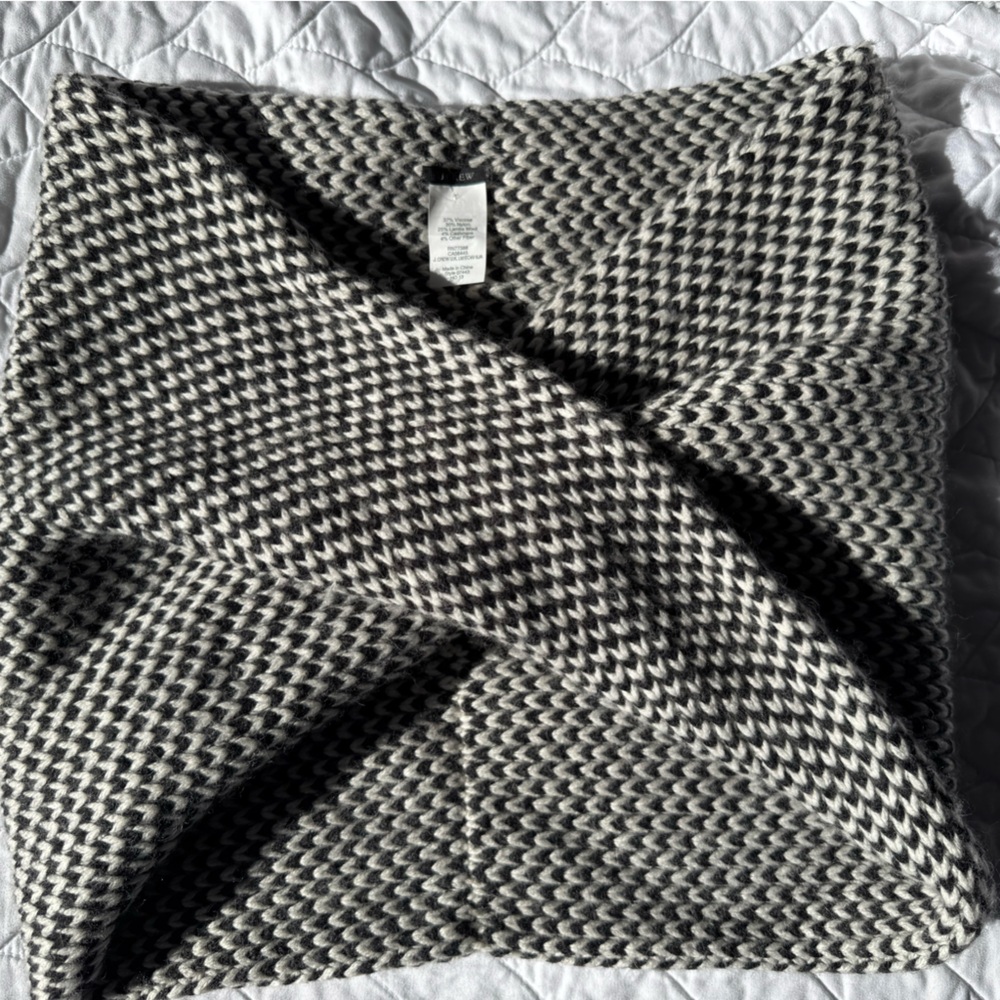 J. Crew Black and White Houndstooth Scarf